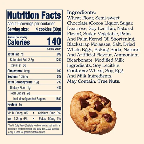 Vista 2 de Famous Amos Receta Original Galletas de Chispas de Chocolate Tamaño Bocado, Caja de 30 Paquetes, 30 oz