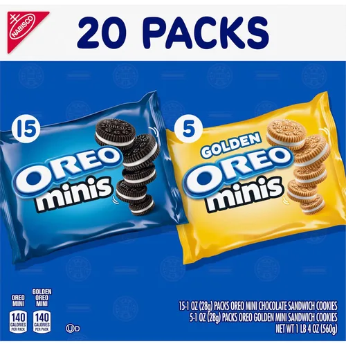 Vista 16 de OREO Paquete variado de galletas tipo sándwich Mini Mix, 20 paquetes de aperitivos