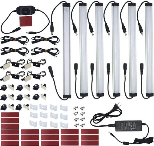 Vista 2 de Litever Kit de iluminación LED para debajo del gabinete (kit de barra de luz de 6 a 12 pulgadas) blanco cálido 3000 K, complemento de 6 pulgadas
