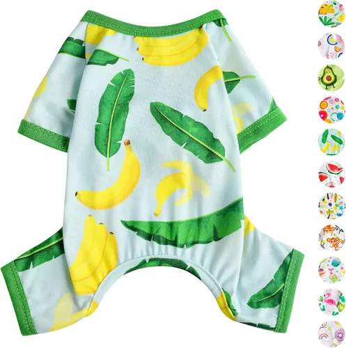 Vista 22 de Pijamas para perros de primavera y verano, ropa para perros pequeños y niñas – Niños – Perros de tamaño mediano, ropa suave y elástica para Verde