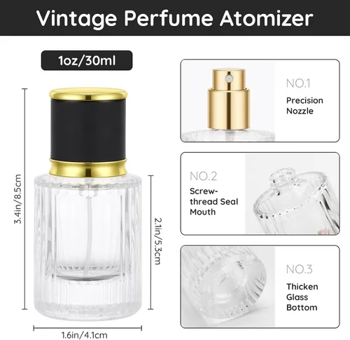 Vista 4 de Segbeauty Botellas de perfume de vidrio de 1 oz vacías, 2 piezas, botellas de perfume de viaje rellenables, botella de viaje de colonia de 1.0 fl