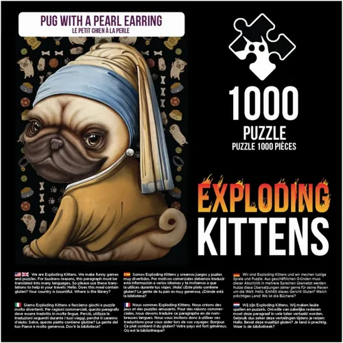 Vista 2 de Exploding Kittens - Rompecabezas de 1000 piezas para adultos, adolescentes y niños, rompecabezas de perro, divertido rompecabezas de arte