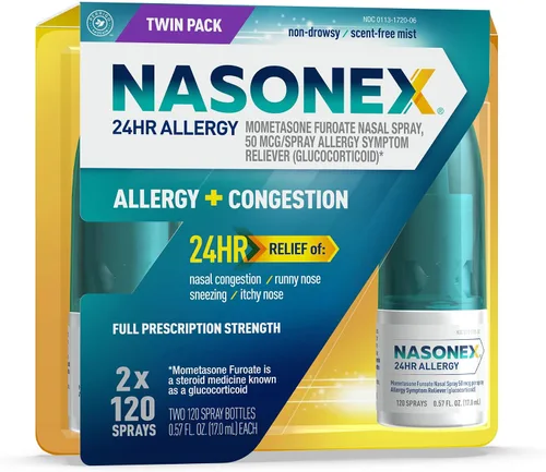 Vista 7 de Nasonex Niños 24HR Spray Nasal para Alergia, Sin Somnolencia, Sin Aroma, Síntomas de Alergia + Congestión Nasal, Fuerza de Receta Completa, 60