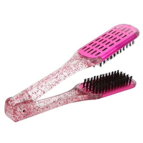 Vista 7 de YUYTE Cepillo de peine alisador de pelo de doble cara, abrazadera de peinado suave para alisar, desenredar y alisar el cabello, rojo rosa
