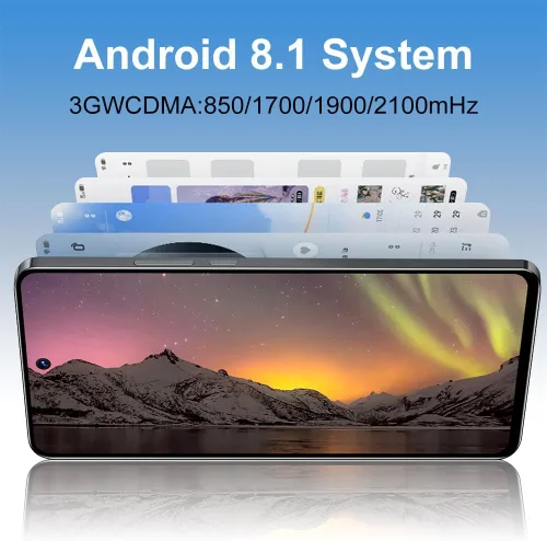 Vista 7 de Teléfono Android desbloqueado 2G+64G, pantalla HD de 6.56 pulgadas, teléfono celular de red 3G, Dual SIM Dual Standby, Android 8.1 Smartphone, Negro