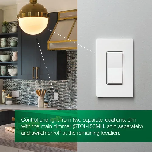 Vista 3 de Lutron Sunnata Interruptor accesorio de encendido/apagado, solo para uso con reguladores LED+ Sunnata, ST-AS-BL, Negro