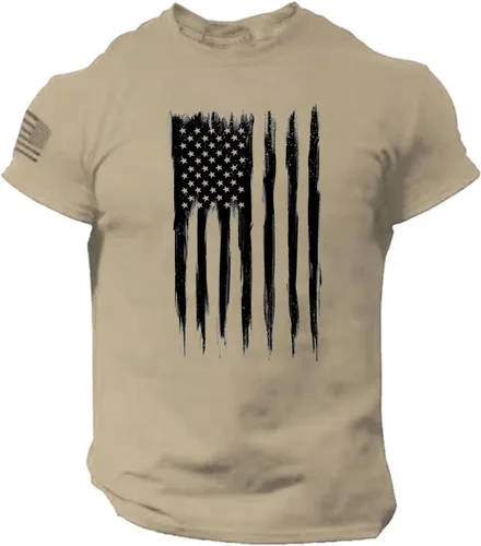 Vista 35 de Camisetas de verano para hombre, estilo casual, ajustado, manga corta, de algodón, patriótica, de Estados Unidos, con bandera americana, camiseta