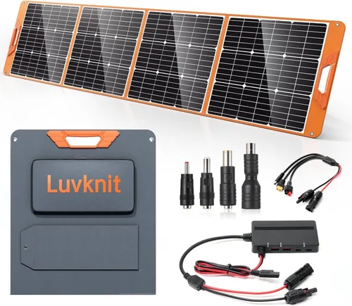 Vista 9 de Paneles solares de 100 vatios portátiles, 24% de alta eficiencia, 18V, cargador solar plegable con salidas USB para estaciones de energía