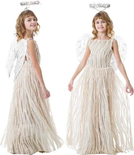 Vista 2 de Hyperzoo Angel Wing with Halo Headband for Girls Halloween Xmas Party Angel Costume for WomenGirlsToddler