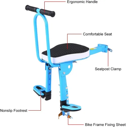 Vista 5 de Liberación rápida Montaje frontal Niños Bicicleta Niños Sillín para Eléctrico