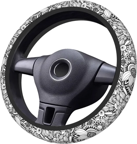Vista 5 de Funda protectora para volante de automóvil de 15 pulgadas para mujeres y hombres, funda protectora de neopreno antideslizante para volante