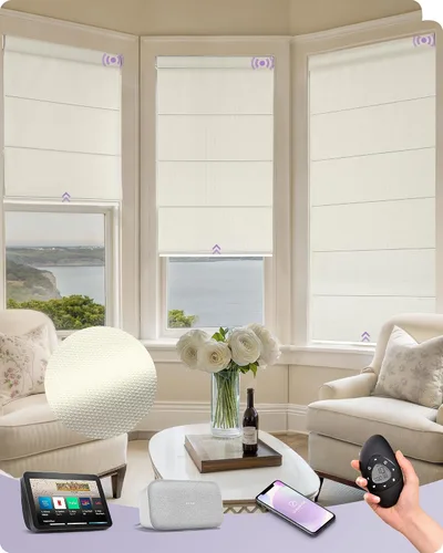 Vista 33 de Graywind Persianas romanas inteligentes compatibles con Alexa Google, persianas motorizadas recargables con control remoto de filtrado de luz