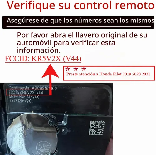 Vista 3 de MechanMagic - Funda de llave de repuesto para control remoto de Honda Civic 2018-2021/CR-V 2017-2022/Pilot 2016-2021 KR5V2X(V44) Smart Proximity