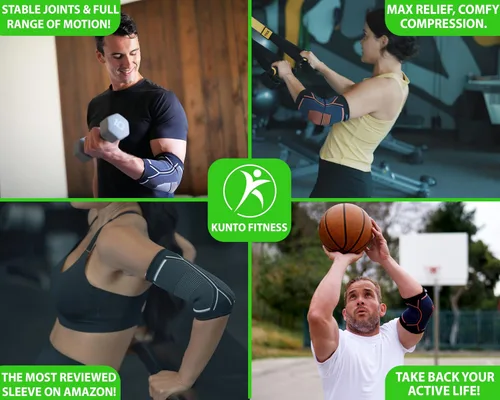 Vista 2 de Kunto Fitness - Codera de compresión (enviada desde Estados Unidos) para tendinitis, codo de tenista, tratamiento de codo de golf, reduce el dolor