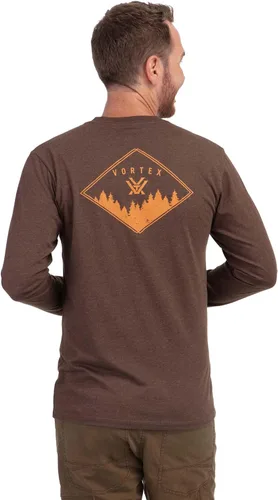 Vista 5 de Vortex Camisetas de manga larga Diamond Crest para hombre Marrón (Brown Heather)