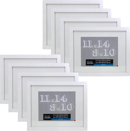 Vista 6 de Studio Décor - Portarretratos Belmont blanco de 5 x 7 pulgadas con paspartú de 4 x 6 pulgadas, accesorios para colgar, pantalla horizontal