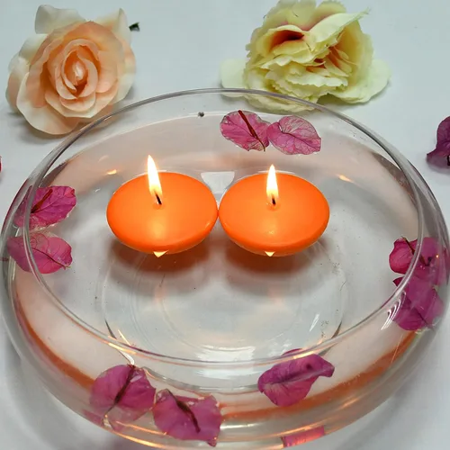 Vista 4 de Zest Candle Velas flotantes de 24 piezas, 2.25 pulgadas, naranja