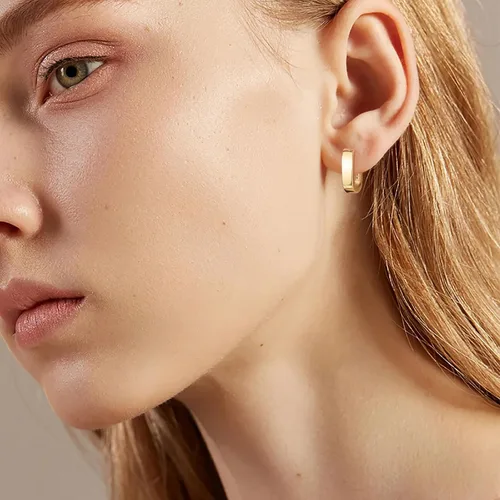 Vista 3 de Juego de 9 pares de aretes de aro de oro grueso para mujer, chapados en oro de 14 quilates, hipoalergénicos, trenzados, joyería gruesa