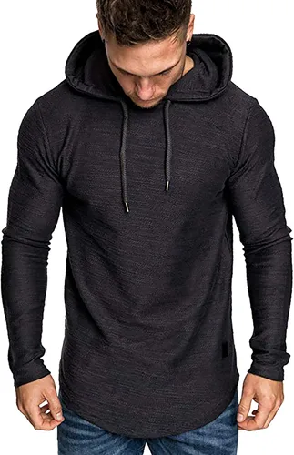 Vista 3 de Moderna sudadera deportiva de vellón con capucha, para hombres, jersey de lana unicolor sin botones.