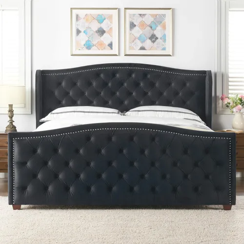 Vista 28 de Jennifer Taylor Home - Cama Anastasia de tamaño Queen de terciopelo resistente en color verde oliva Terciopelo de rendimiento verde oliva