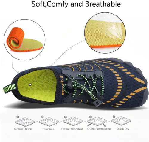 Vista 4 de MAYZERO Zapatos de agua para hombres y mujeres, zapatos de surf, playa, piscina, zapatos de punta ancha, senderismo, zapatos de agua, zapatillas