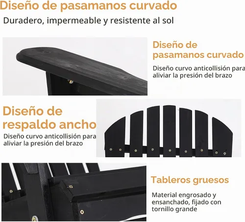 Vista 7 de PayLessHere Sillas Adirondack resistentes a la intemperie con madera de pino texturizada para patio, césped, jardín, terraza, piscina, playa, hoguera