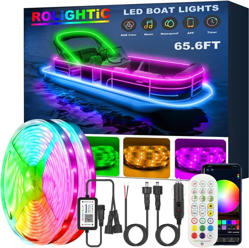Vista 8 de Luces de barco LED de 45 pies, luces de tira marinas RGB