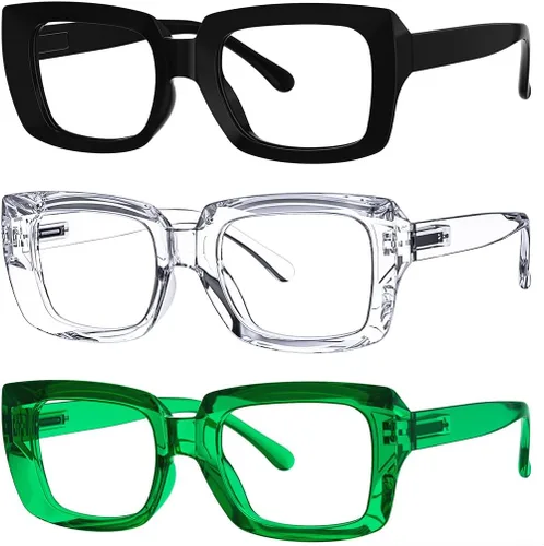 Vista 21 de Eyekepper - Juego de 4 gafas elegantes para mujer, anteojos cuadrados de gran tamaño para mujer