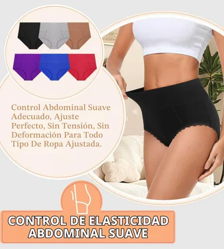 Vista 3 de MISSWHO - Ropa interior de algodón para mujer, de cintura alta, suave, transpirable, paquete múltiple Multi-paz