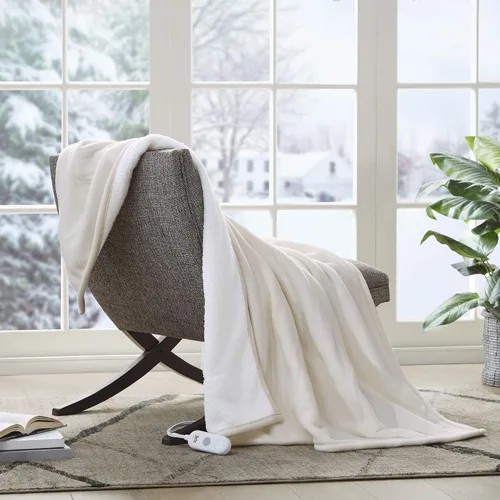 Vista 35 de Serta - Manta de vellón sherpa reversible, ultrasuave y tejida, manta térmica, manta eléctrica; cómoda, agradable y abriga y protege del frío