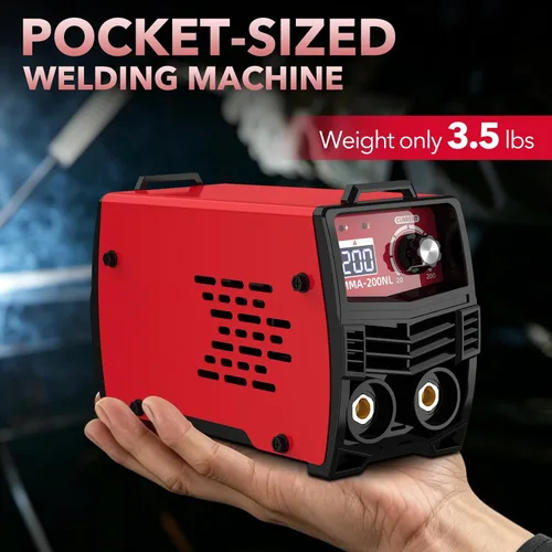 Vista 3 de Mini Stick Welder, 200A Portable Welding Machine with 20PCS Rods & Welding Gloves, Small Welder Machine 110V with IGBT Inverter Hot Start for