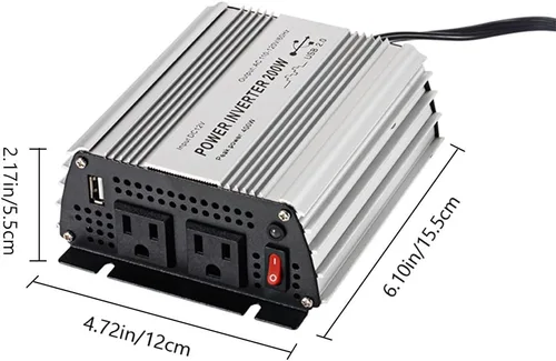 Vista 3 de Inversor de corriente de 200 W CC 12 V, salida 110 V-120 V AC inversor de coche con adaptador de coche USB