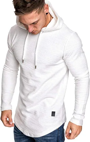 Vista 28 de Lexiart Sudadera deportiva con capucha para hombre, color liso, forro polar