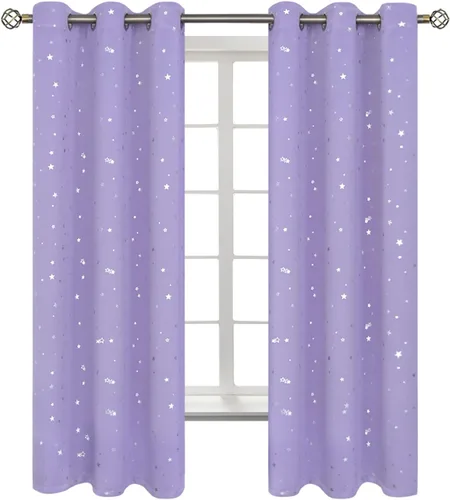 Vista 122 de BGment Cortinas opacas para dormitorio infantil, con aislamiento térmico, con ojales, estampado de estrellas plateadas, cortinas para oscurecer