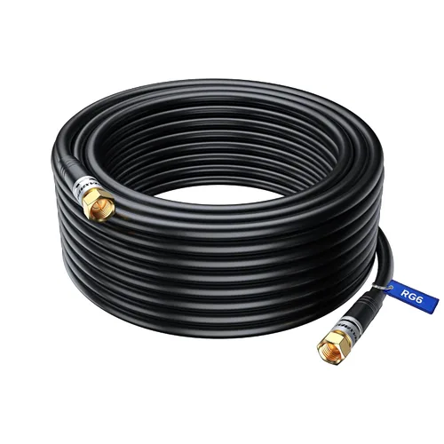 Vista 10 de Cable coaxial RG6, triple blindado, sin oxígeno, cable de cobre para TV, Internet y más, cable coaxial flexible de 1.5 pies, color blanco