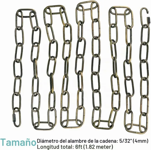 Vista 4 de Helunsi Cadena de iluminación, cadena de lámpara de bronce de 6 pies, extensión de cadena de araña de metal con bloqueo de enlace de conexión
