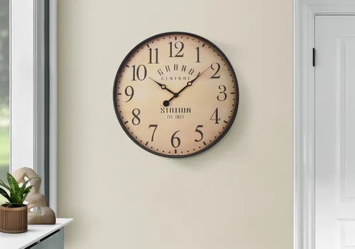 Vista 2 de Monarch Specialties I 9053 Relojes, 20" redondo, reloj de pared, marrón antiguo, de transición