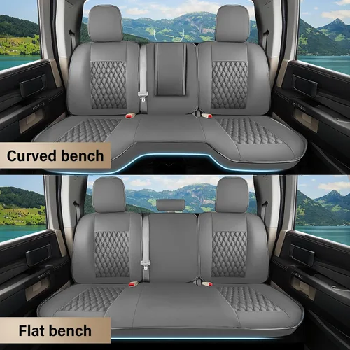 Vista 71 de Coverado Juego completo de fundas de asiento de ajuste personalizado para Chevy Silverado/GMC Sierra 2014-2018 1500, 2015-2019 2500HD 3500HD Negro