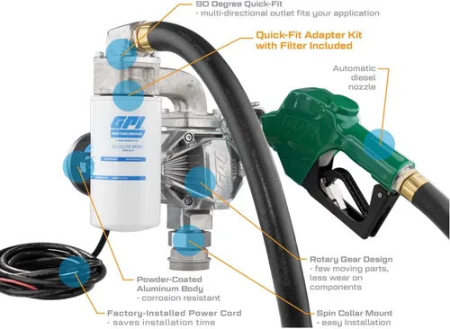 Vista 7 de GPI - Bomba de transferencia de combustible G20, boquilla de cierre automático con kit de filtro, 20 GPM, 12 voltios (162020-03)