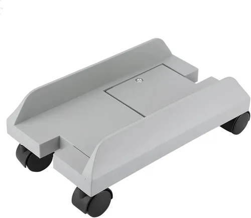 Vista 4 de Soporte de CPU para PC Caja de computadora Soporte de torre Soporte de almacenamiento de mainframe con freno con 4 ruedas giratorias (gris)