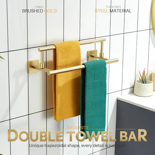Vista 3 de Toallero de mano KOKOSIRI de 16 pulgadas, toallero de baño para estante de gabinete de baño, barras de toallas, acero inoxidable cepillado dorado