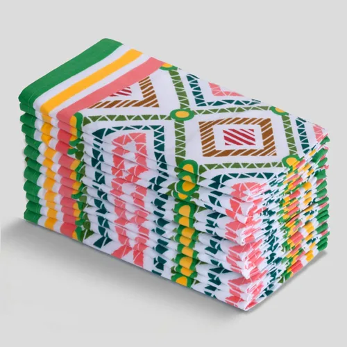 Vista 65 de Fingercraft - Juego de 12 servilletas de tela de mezcla de algodón y lino, con estampado, perfecta para fiestas, cenas, bodas, cócteles y Navidad