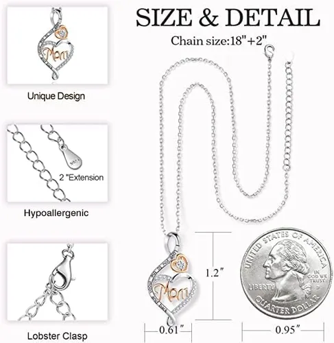 Vista 5 de BFF&UNICORN - Collar de plata de ley S925, regalo para la abuela, nana y madre