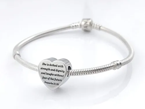 Vista 6 de MUERDOU Pulsera con dije de corazón en forma de versículo bíblico cristiano, oración, fe, joyería religiosa, regalos para mujeres