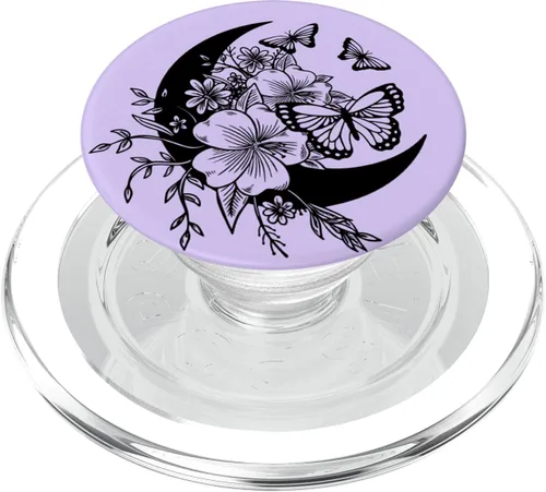 Vista 8 de PopSockets PopSockets intercambiables con diseño de mariposa y luna creciente, color morado