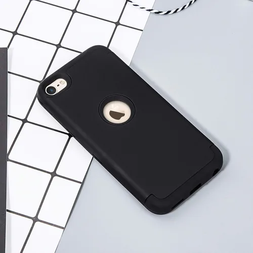 Vista 5 de Funda para iPod Touch de 7ª generación con 2 protectores de pantalla, serie de tres capas, protección resistente, a prueba de golpes, funda Negro