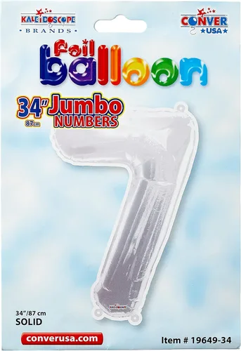 Vista 2 de Globo jumbo de Mylar número 7 (siete) de 34 pulgadas, color plateado
