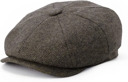 Vista 10 de BOTVELA Sombrero de tweed de espiga de 8 paneles de mezcla de lana para hombre