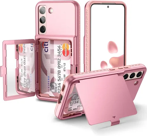 Vista 10 de WeLoveCase Funda tipo cartera para Samsung Galaxy S22 con tarjetero y espejo oculto, protección completa, a prueba de golpes, diseñada para Samsung
