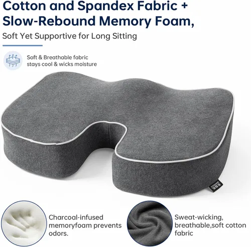 Vista 4 de Seat Cushion,Memory Foam Office Chair Cushion Tailbone Sciatica Pain Relief